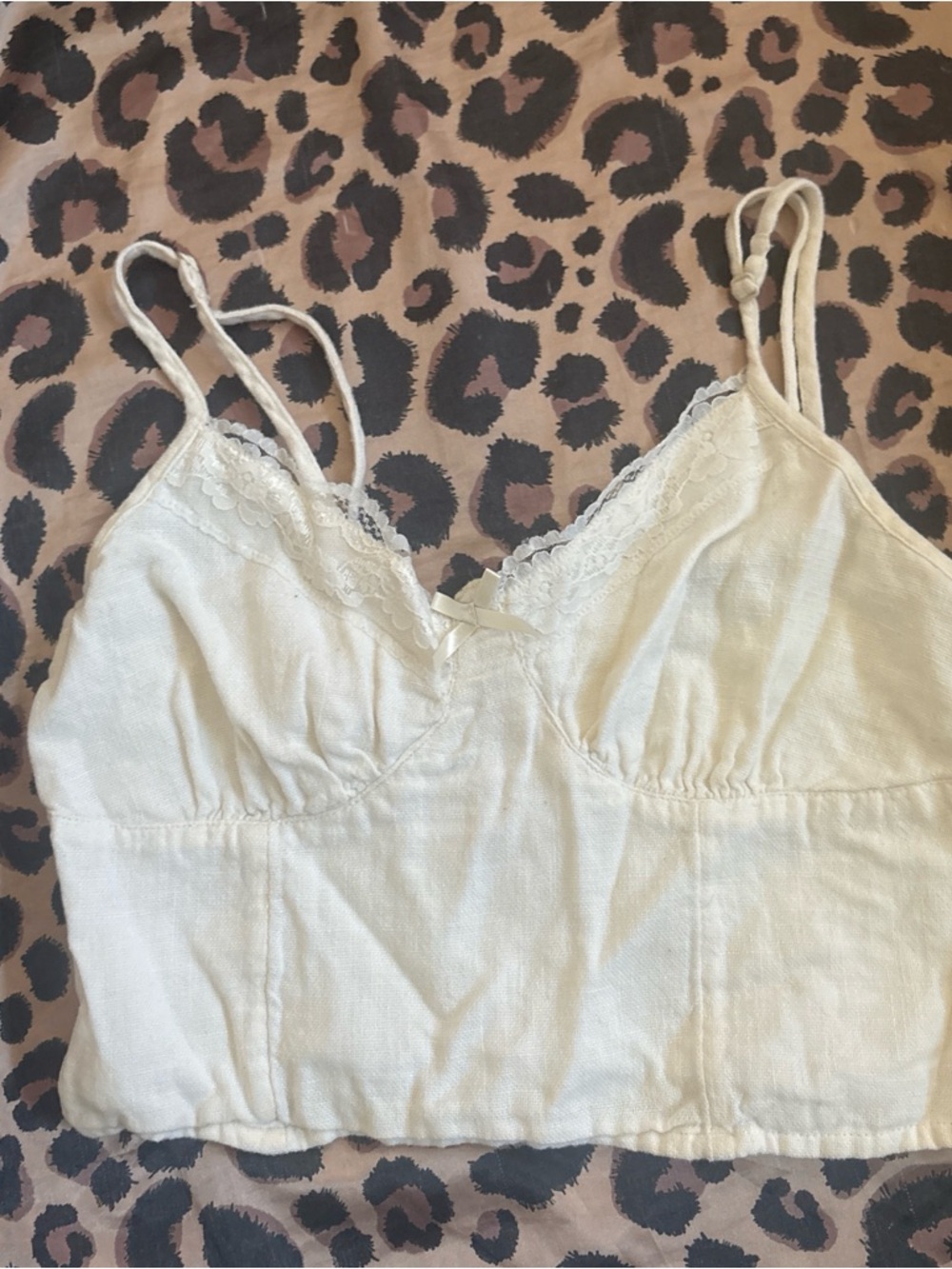 American Eagle Outfitters Cream Lace Trim Cami Top